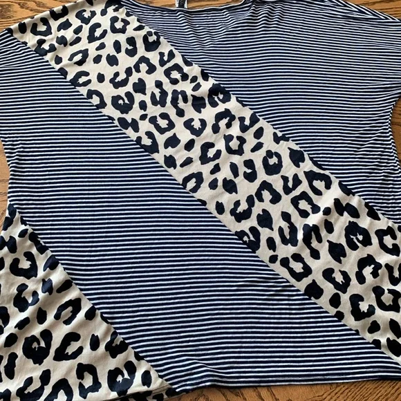 Glitzy Girlz Black & White Striped and Leopard Print Long Sleeve Shirt - Picture 9 of 9